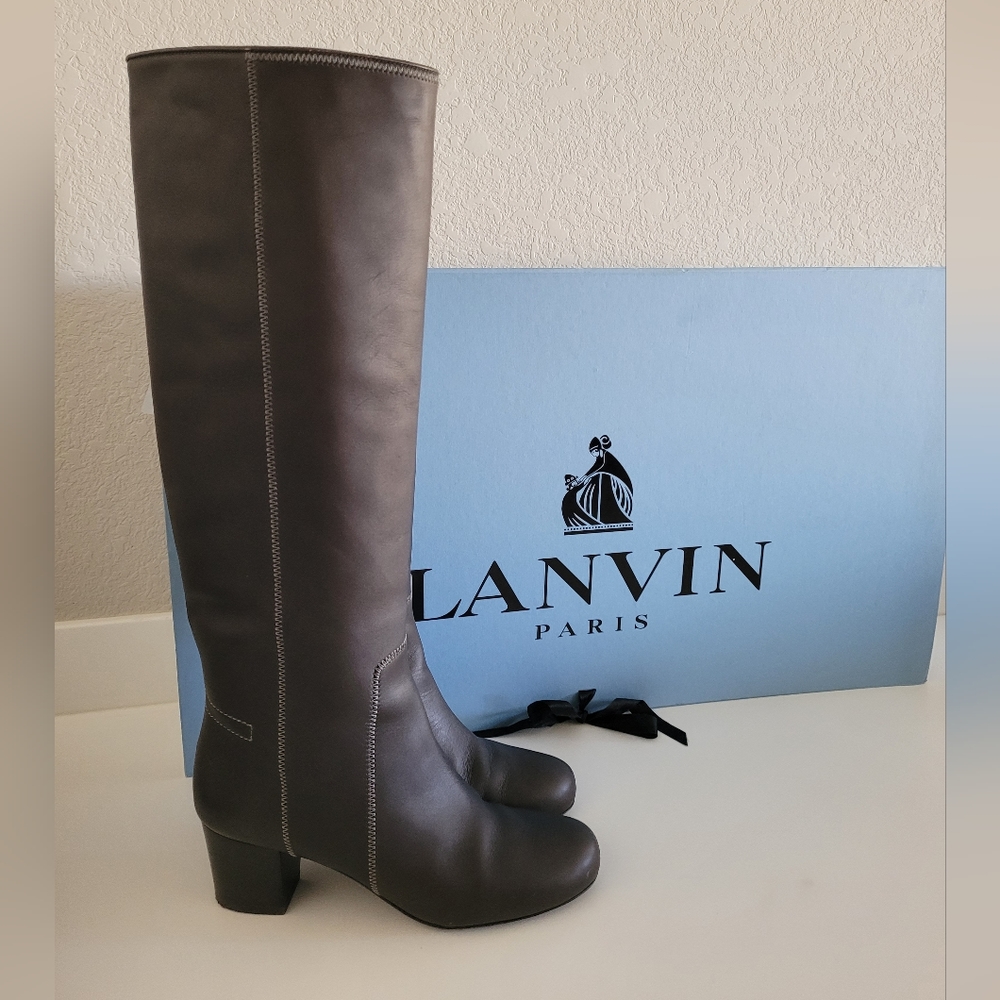 LANVIN  almost like new brown gray tall boots